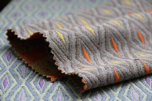 耀迪 滌綸紗線阻燃提花窗簾面料 高檔孔雀翎花形窗簾布